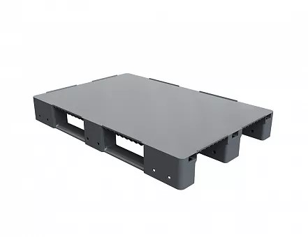 Solid pallet 1200x800x150 on three skids reinforced with one tube